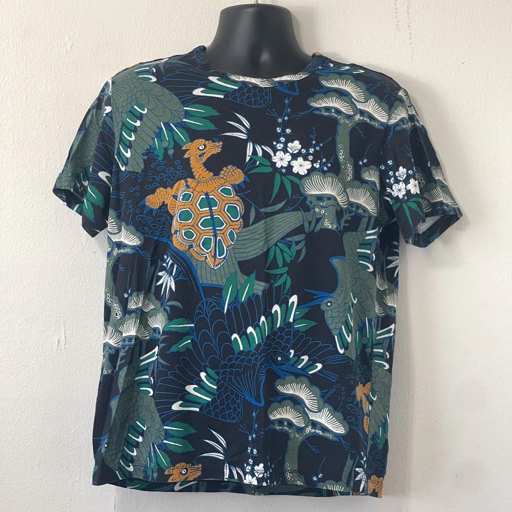 Oriental Floral Regular Shirt Tee Shirt in Multi Dark Botanical Colors